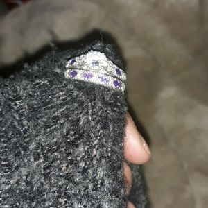 Genuine amethyst  sterling silver and diamond ring